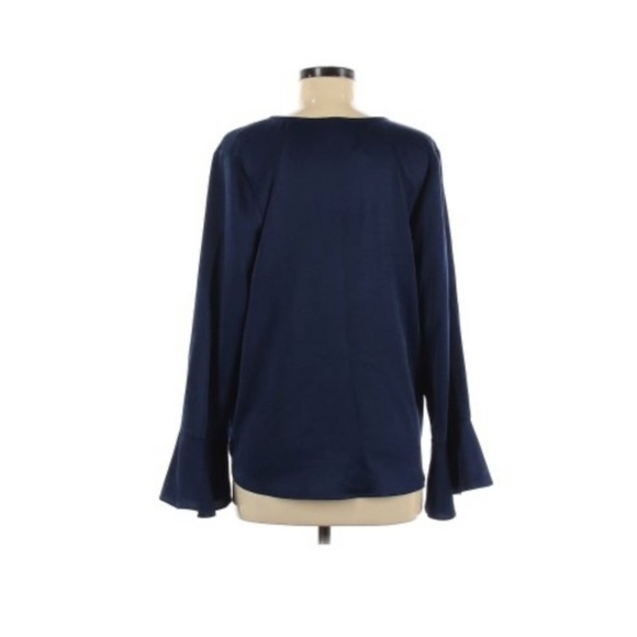 Nwt Plenty by Tracy Reese Navy Bell Sleeve Blouse - Picture 2 of 9